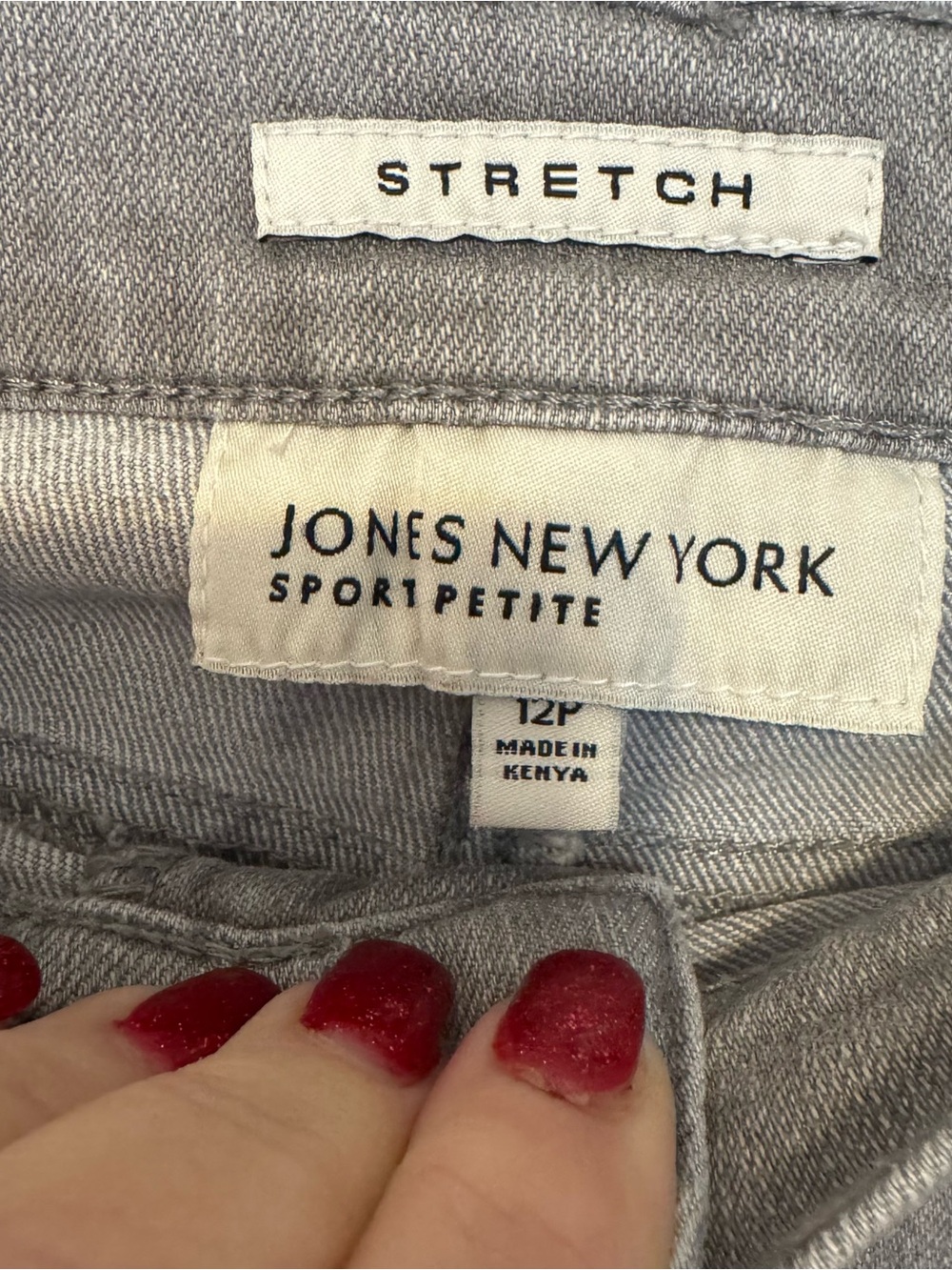 JONES NEW YORK  STRETCH GRAY JEANS   12 PETITE      #5 - Picture 8 of 8